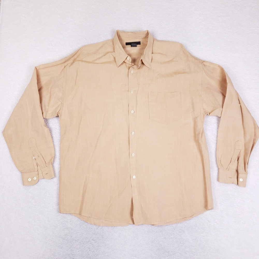 Structure Le Collezioni Shirt XL Long Sleeve Linen Blend‎ Tan Coastal Minimalist
